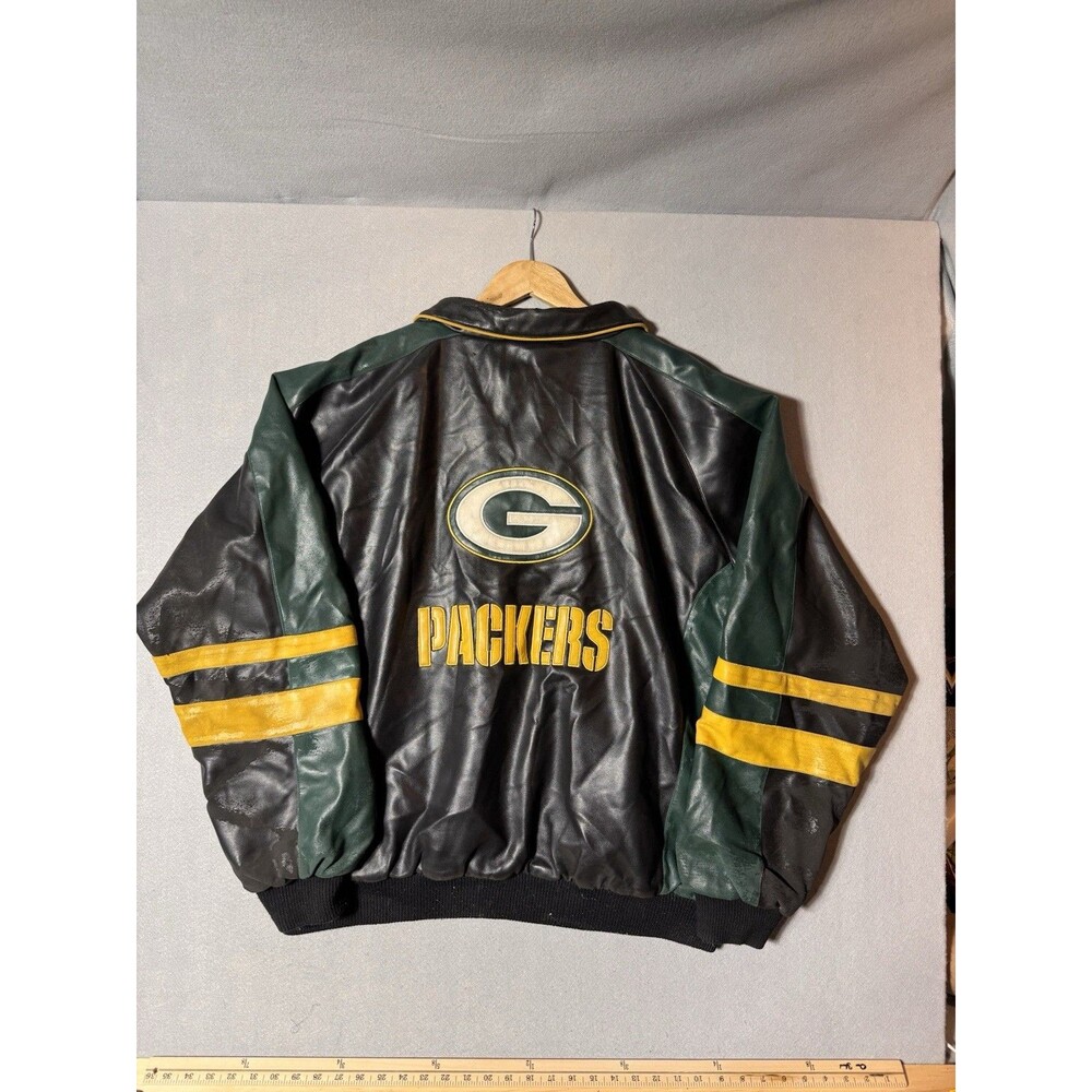 Heavy Faux Leather Green Bay Packers Jacket NFL Size XXL